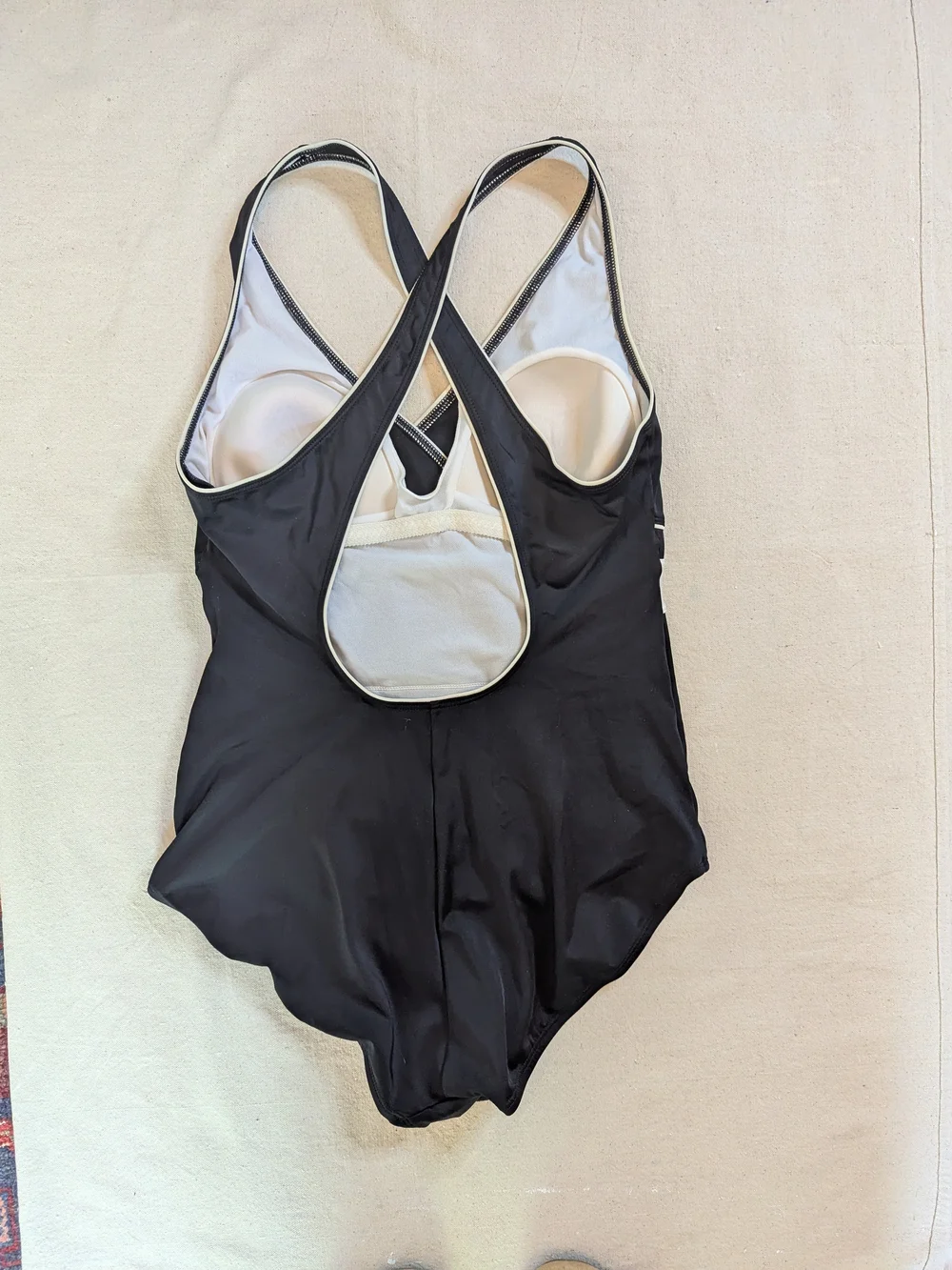 Speedo Women's Black One-Piece Swimsuit with White Stripe Accent